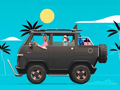 2D - 3D Integration 2d 2d animation 3d animation character loop truck