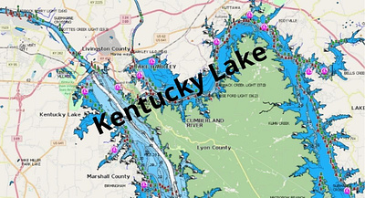 Kentucky Lake depth map fishing map marine chart nautical chart typography web