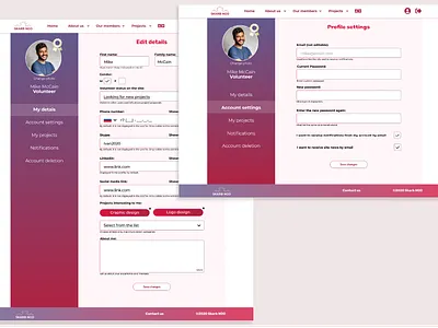 Personal account for volunteer for Skarb NGO 365 daily challenge design profile page ui ux
