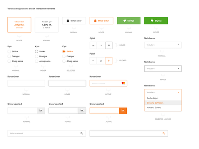 Various design assets and UI interaction elements assets forms inputs ui ui design ui interaction