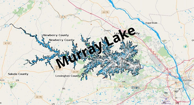 Murray Lake (SC) depth map fishing map marine chart nautical chart typography