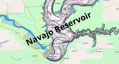 Navajo Reservoir depth map fishing map marine chart nautical chart typography