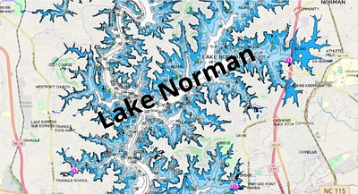 Norman Lake depth map fishing map marine chart nautical chart typography