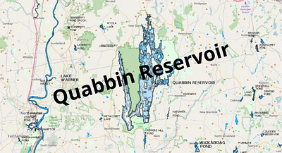 Quabbin Reservoir depth map fishing map marine chart nautical chart typography