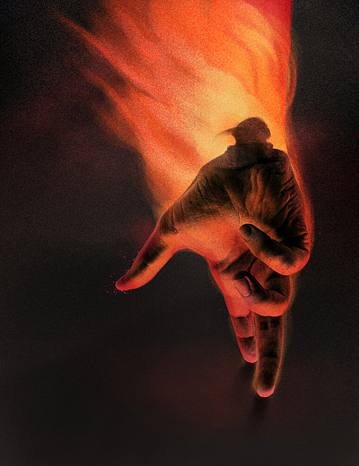 These Idle Hands (#1 in a series) book illustration conceptual dark editoral evil fire hand illustration mystery