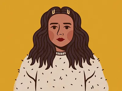 Natalia Smalltazar Portait clothing design eyes face fashion flat girl hair icon illustration lady lips nose portrait sweater texture vector woman women yellow