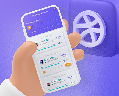 Drivers Listing - Neumorphism 3d android cab driver car car booking app cards clean design drivers app listing minimal mobile app modern neumorphic design neumorphism shadow ui uiux ux vinodkumarpalli