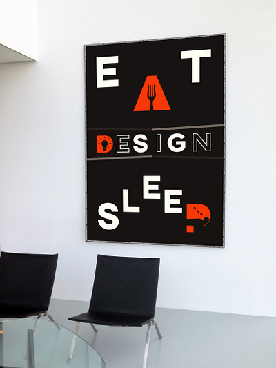 Eat Design Sleep brown design designer designer life eat design sleep graphic design graphic designer minimalist orange poster poster design poster designer