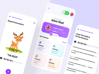 Language Learning App app design app ui app ui design case study language app language learning app learning app product design uihut uiux design