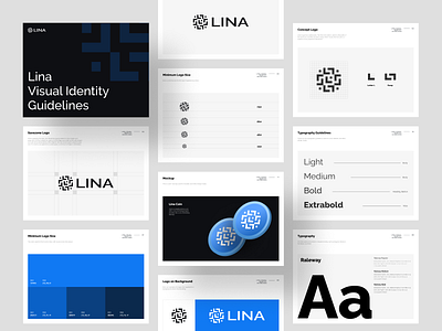 Lina Coin - Visual Identity Guidelines brand brand guide brand guidelines brand identity branding coin coin logo crypto crypto branding cryptocurrency design guidelines identity logo logo design logogram logomark nft visual identity