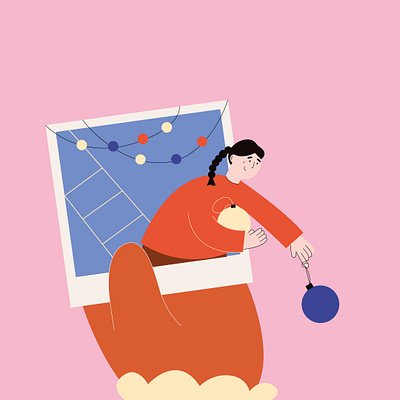 Christmas mood book illustration bright colors character children illustration christmas card christmas flyer christmas illustration girl illustration minimal people vector vector