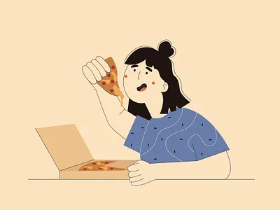 current mood: pizza book illustration bright colors children illustration girl power identity design illustration illustration art minimal people illustration vector