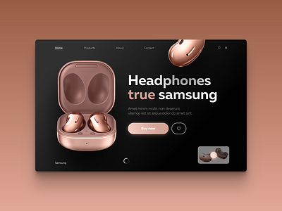 Samsung headphones coceptual concept design desktop gradient headphones homepage main page modern navigation product page promo samsung typography ui ui design ux ux design web website concept