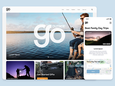 GO Outside blog branding clean design ecommerce fishing minimal outdoor ui ux web