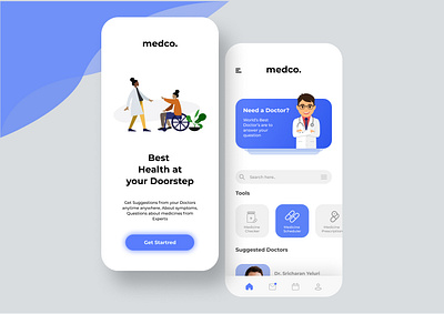 MedCo. : Online Doctor app UI | Part 2 app design doctor app ui doctor appointment doctorapp figma figmadesign flat freepik functional icon medco minimal mobile mobile app navbar saver slider typogaphy ui