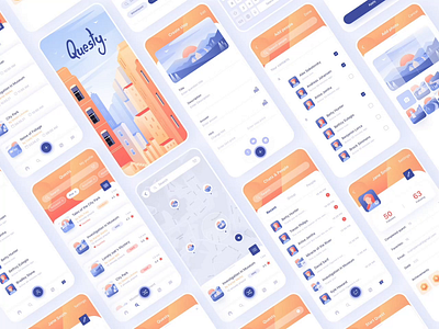 Questy crossplatform mobile app aftereffects android app design gif illustration interaction design ios logo mobile mobile design mobile ui motion design quests town ui ux