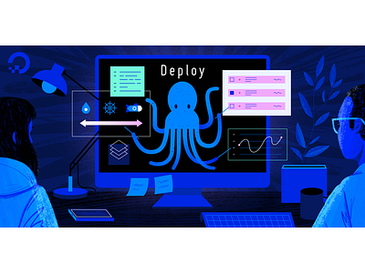 Deploy app flat geometric icon illustration ocean tech texture vector web