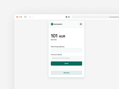 Auroracoin - Financial freedom for Iceland aur branding browser wallet crypto crypto wallet cryptocurrency currency design extansion graphic design hodl iceland metamask product design safari ui uiux ux wallet