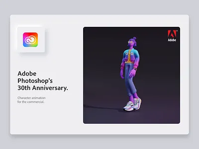 Adobe Photoshop 30th Anniversary 3danimation adobe animation app blender blender3d character characterdesign design illustration inspiration interface motion octane skeumorphic trend ui ux walk web