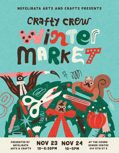 Crafty Winter Market Poster art design graphic graphic design illustration typography