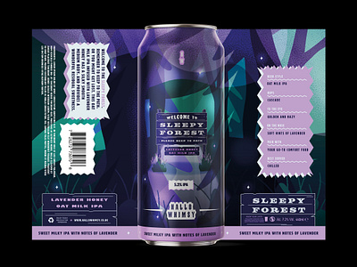 Sleepy Forest - Lavender Honey Oat Milk IPA beer beer art beer bottle beer branding beer can beer label bottle design brewery can craft beer label design