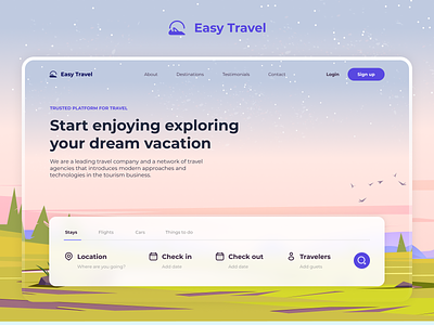 Easy Travel - Landing page ✌️ 3d art design easy illustration landing page logo minimal travel ui ux vacation vector