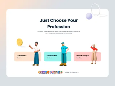 Choose Your Profession 3d art 3d object branding design illustration ui ux vector