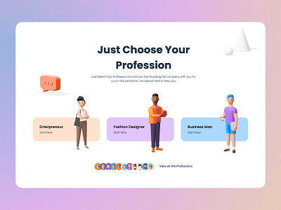 Choose Your Profession 3d art 3d object amptus branding clean ui design illustration strap trime ui ux