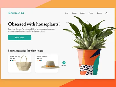 Plant Lover's Landing Page color palette colorful design design challenge figma gardening homepage interface design landing page modern orange plants succulents ui ux ux design yellow