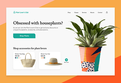 Plant Lover's Landing Page color palette colorful design design challenge figma gardening homepage interface design landing page modern orange plants succulents ui ux ux design yellow