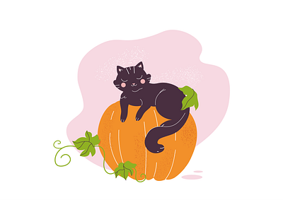 Kitty adobe illustrator cute illustration kitty pumpkin vector