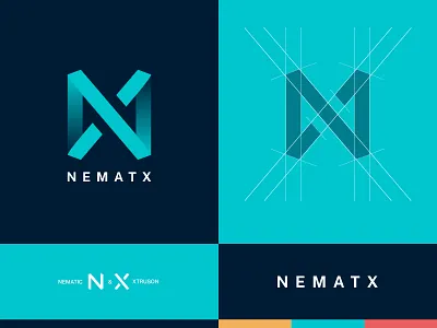 NEMATX - Logo Design art blue branding color palete colors composition gradient graphic graphic design graphicdesign lines logo logodesign logotype n presentation sharp tipography x