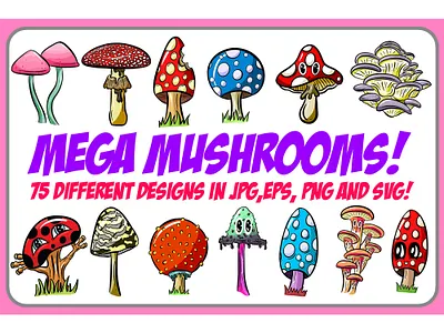 Magical Mushrooms and Toadstool Cartoon Collection! cartoon fungi fungus illustration imaginary magic mushroom mushrooms shitake shroom toadstools