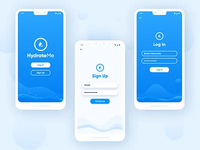 HydrateMe - Login android app app design application beauty branding design fitness google graphics health homepage interaction login mobile onboarding signup splash ui ux