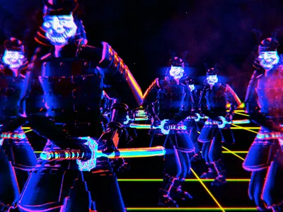 Lamp Shade Samurai Gang 3d design illustration lofi samurai vaporwave