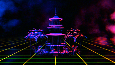 Lamp Shade Temple 3d lofi neon temple vaporwave