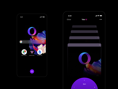 Opera Touch home page @browser @design @home @tabs @ui @ux
