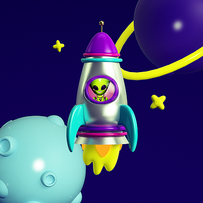 ALIEN VOLANDO alien aliens alienware c4d cinema4d cosmo illustration ovni