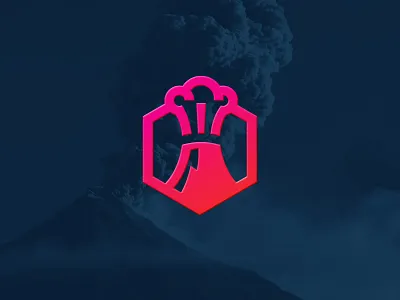 Excom logo blast branding eruption hexagon identity logo mountain volcano
