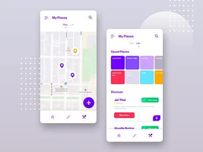 HuskyHealth - Dining Explorer android app app design application branding design diet explore explorer fitness graphics health interaction map meal profile restaurant ui ux