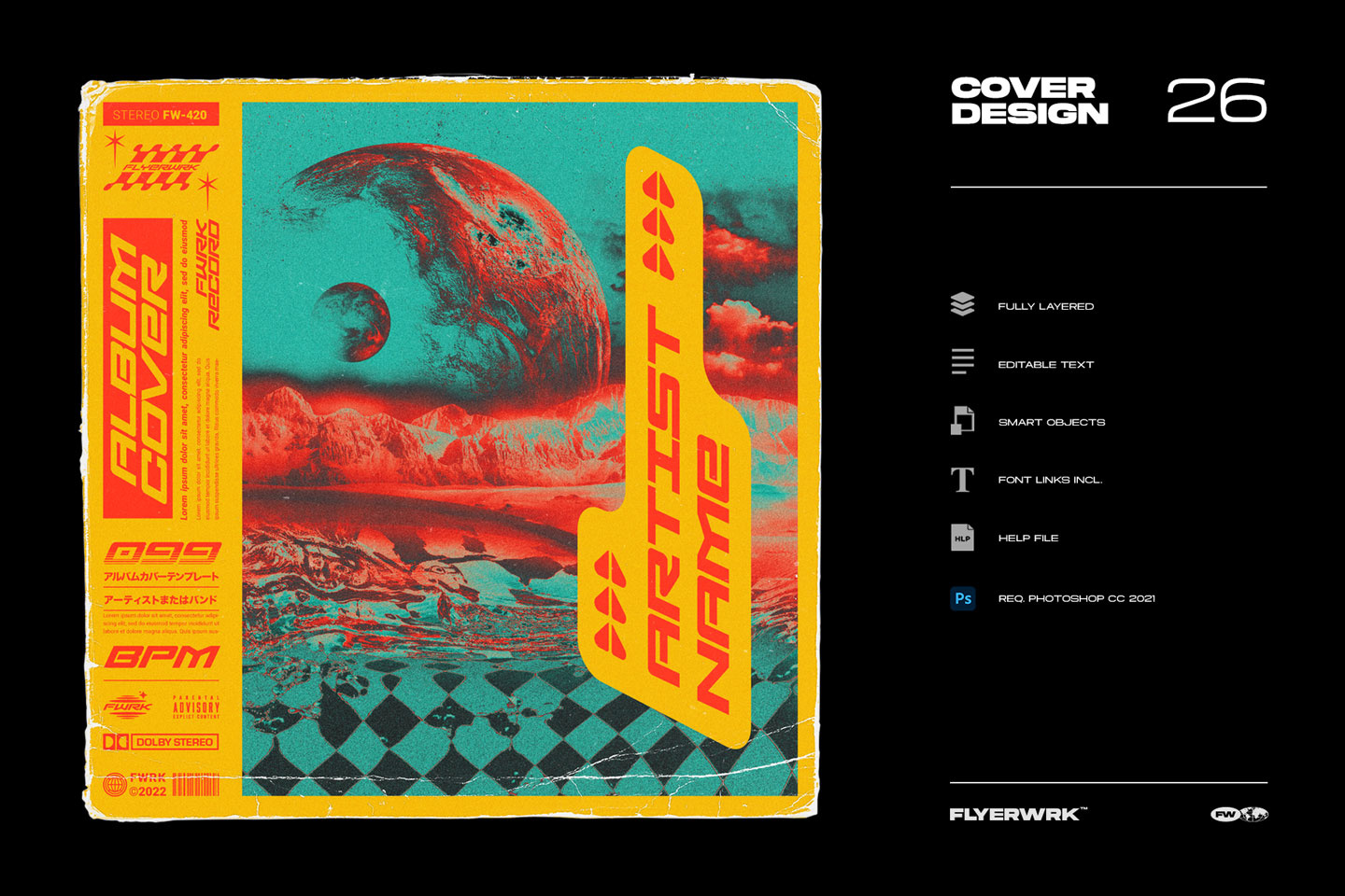 Cover design template 26 album art artist band cover design festival photoshop template y2k