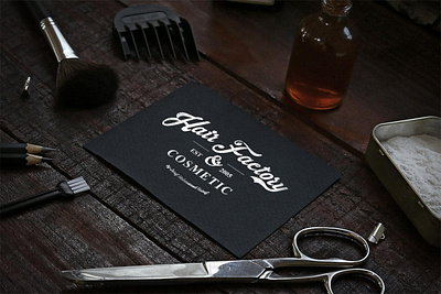 Logo Hair Factory - cosmetic beauty branding business card cosmetic design factory graphic design hair id logo scissors