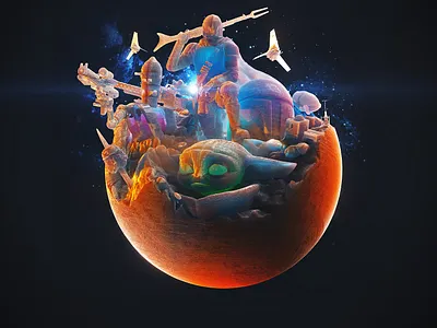 Pop Orb: Mandalorian 3d 3d art 3d artist after effects c4d concept design motion design