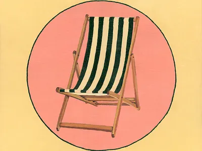 Dolce Farniente acrylic on canvas beach chair circle deckchair dolce farniente dolce vita painting pink retro aesthetic stripy chair unwind yellow