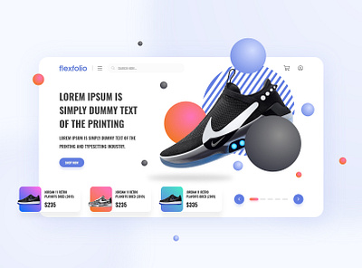 FlexFolio clean design ecommerce design gradient online shopping shoes store ui user experience user interface ux web design