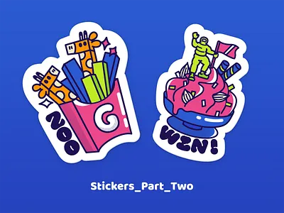 stickers_p2 blue illustration pink vector