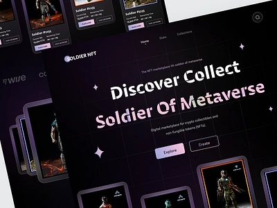 Soldier NFT - Website NFT bitcoin blockchain clean coin crypto cryptocurency design futuristic landing page metaverse modern nft nft web product design simple token ui ux web design website