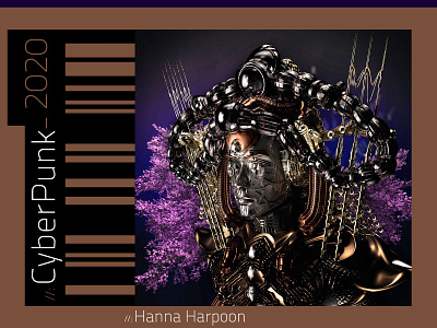 Cyberpunk Series 2020 - Hanna Harpoon 3d arnoldrender c4d character characterdesign cinema4d cyberpunk design experimental identity illustration robot sci fi scifi sculpt series typography zbrush