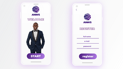 AWWS mock app branding design developer illustration login logo register ui ux