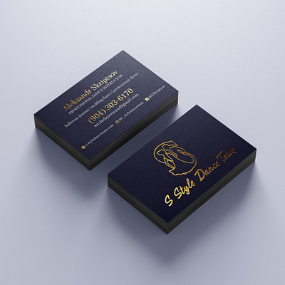 S Style Dance Team Business Card ballroom dance brand identity branding business cards golden foil graphic design logo design logomark stationery